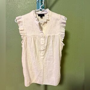 J. Crew Cream Ruffle Button-Front Blouse